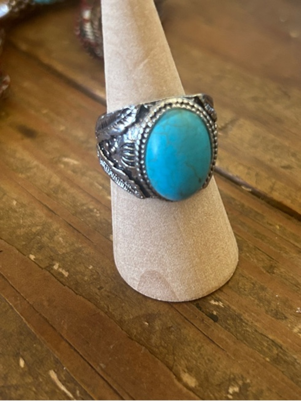 & Other Stories Silver-Tone Ring with Turquoise Blue Oval Stone